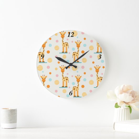 Schattige Abstracte Giraffes Grote Klok (Huis)