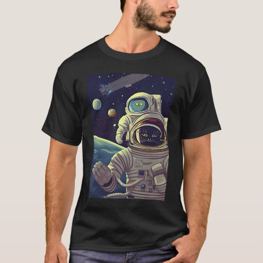 Schattige abstracte katten in de ruimte t-shirt (Voorkant)