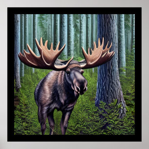 Schattige Abstracte Kleine Moose Poster