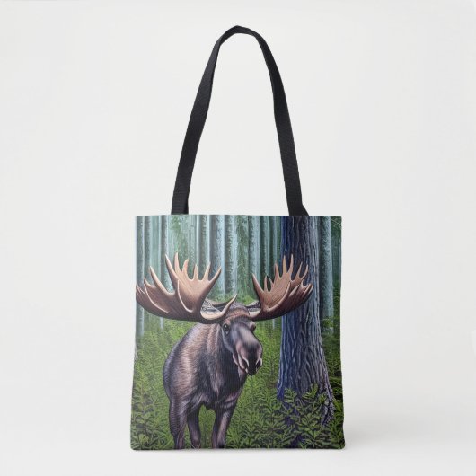 Schattige Abstracte Kleine Moose Tote Bag (Voorkant)