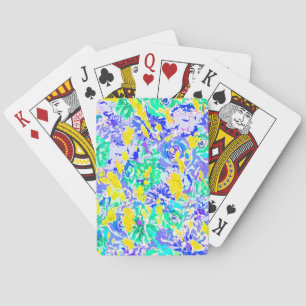 Schattige abstracte kleurrijke lente bloemen pokerkaarten
