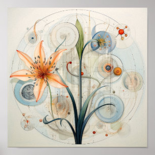 Schattige abstracte kunst lelie bloem -Lelie Poster