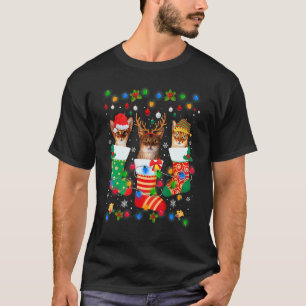 Schattige Abyssijnse Kat Kittens Kerst Soks Xmas T-shirt