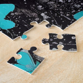 Schattige accoons met blauwe bloemen legpuzzel (Zijkant)