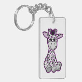 Schattige Ace Pride Flag Giraffe Paarse Grijs Zwar Sleutelhanger (Voorkant Links)