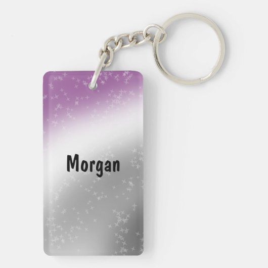 Schattige Ace Pride Flag Giraffe Paarse Grijs Zwar Sleutelhanger (achterkant)