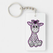 Schattige Ace Pride Flag Giraffe Paarse Grijs Zwar Sleutelhanger (Voorkant)
