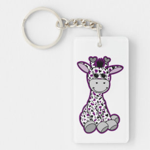 Schattige Ace Pride Flag Giraffe Paarse Grijs Zwar Sleutelhanger