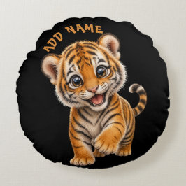 Schattige Actieve Baby Dieren Collectie Tijger Zwa Rond Kussen