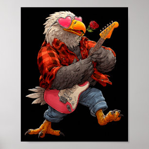 Schattige adelaar die gitaar speelt gitarist dier poster