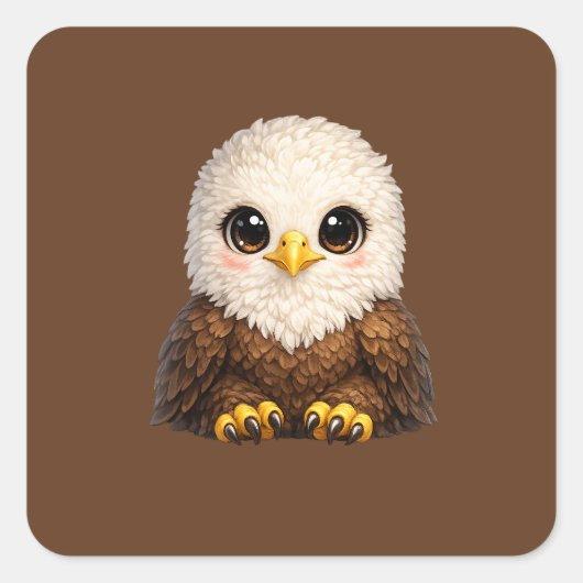 Schattige adelaar met grote ogen Gelukkig bosdier Vierkante Sticker (Voorkant)