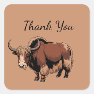 Schattige & adorable bruine Jak Vierkante Sticker