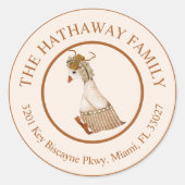 Schattige adreslabel voor ganzenretourzending ronde sticker (Voorkant)