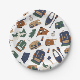 Schattige Adventure Doodle Pattern Papier borden Papieren Bordje