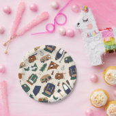 Schattige Adventure Doodle Pattern Papier borden Papieren Bordje (Feest)