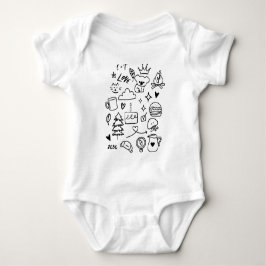Schattige Aesthetic Doodle Dieren en Natuur Kinder Romper