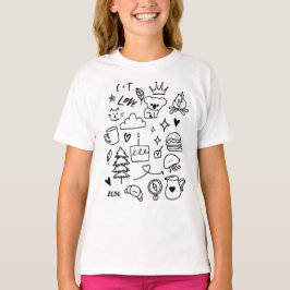 Schattige Aesthetische Doodle Dieren en Natuur Kin T-shirt