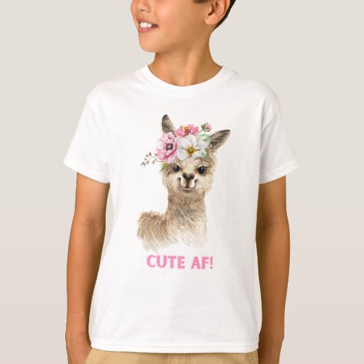 Schattige AF! Waterverf Llama Design T-shirt (Voorkant)