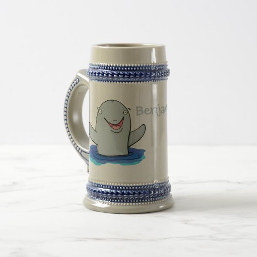 Schattige afbeelding van poreuze cartoon bierpul (Voorkant links)