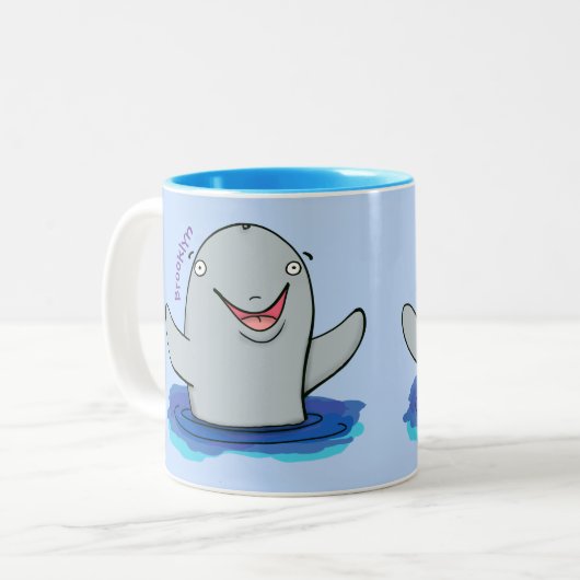Schattige afbeelding van poreuze cartoon tweekleurige koffiemok (Voorkant links)