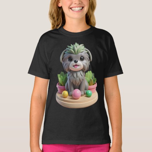 Schattige Affenpinscher Vetplant | 3D Grijze Aap H T-shirt (Voorkant)