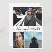 Schattige Afgestudeerde Liefde En Dank Script Drie Kaart (Voorkant / Achterkant)