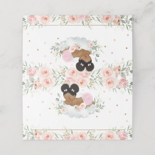 Schattige Afrikaans Afro Puff Roze Bloemendouche V Plaatskaartje (Buitenkant ongevouwen)