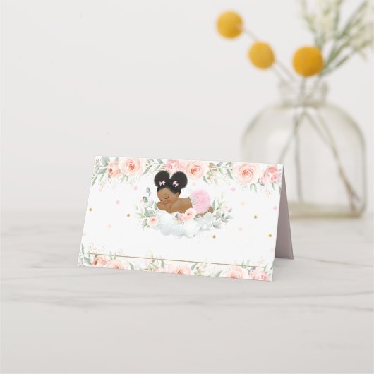 Schattige Afrikaans Afro Puff Roze Bloemendouche V Plaatskaartje (Achterkant)