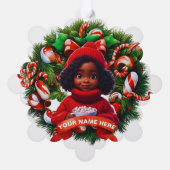 Schattige Afrikaans Amerikaans Meisje Hete Chocola Ornament Kaart (Achterkant)