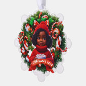 Schattige Afrikaans Amerikaans Meisje Hete Chocola Ornament Kaart (Links)