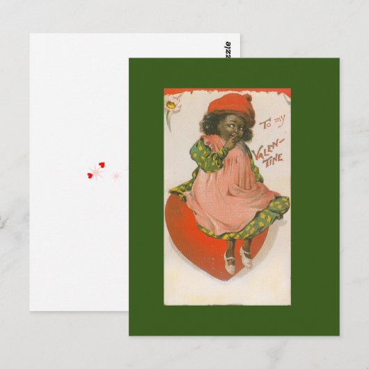 Schattige Afrikaans Amerikaans Meisje  Valentijn Briefkaart (Voorkant / Achterkant)