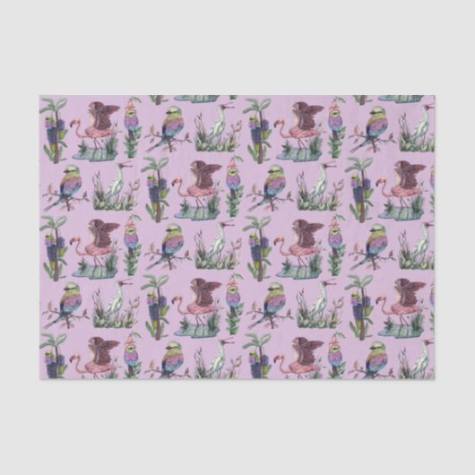 Schattige Afrikaans Flamingo Vogelliefhebber Esthe Tissuepapier (Voorkant)