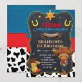 Schattige Afrikaans kind cowboy-uitnodiging Feestdagenkaart (Voorkant / Achterkant)