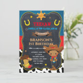 Schattige Afrikaans kind cowboy-uitnodiging Feestdagenkaart (Staand voorkant)