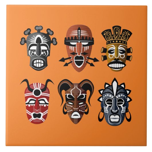 Schattige Afrikaans maskers decor Tegeltje (Voorkant)