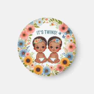 Schattige Afrikaans Twin Boys Baby shower Waterver Magneet
