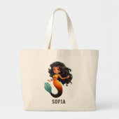 Schattige Afrikaans Zeemeermin Meisje - Aangepaste Grote Tote Bag (Voorkant)