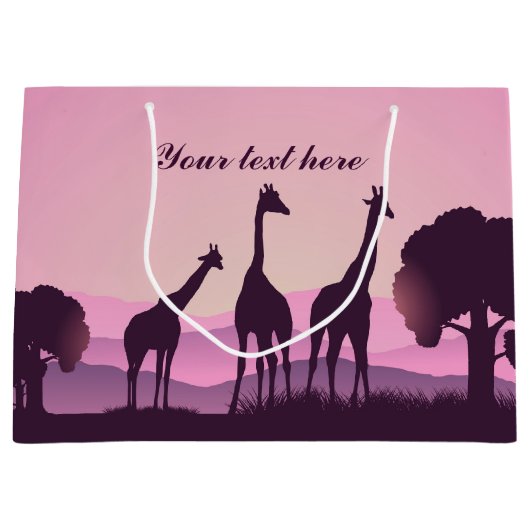 schattige Afrikaanse giraffen voegen tekst toe Groot Cadeauzakje (Voorkant)