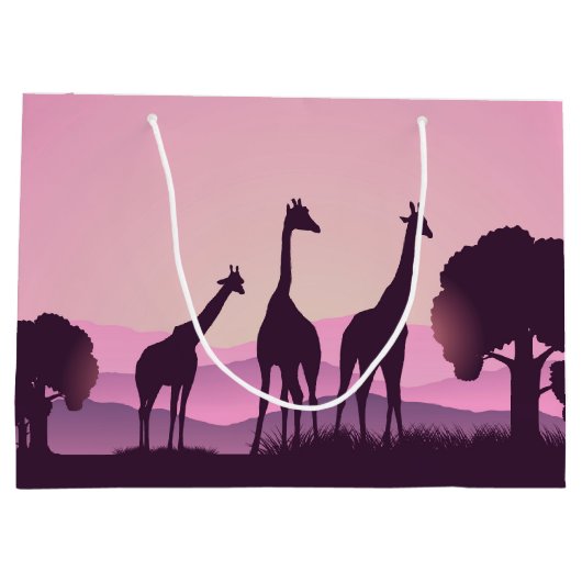 schattige Afrikaanse giraffen voegen tekst toe Groot Cadeauzakje (Achterkant)
