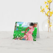 Schattige Afrikaanse Meisjes Paaseieren Jacht| Zoe Kaart (Gele Bloem)