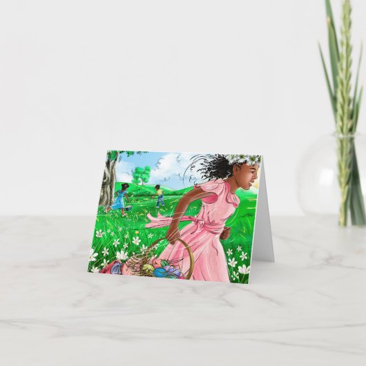 Schattige Afrikaanse Meisjes Paaseieren Jacht| Zoe Kaart (Voorkant)