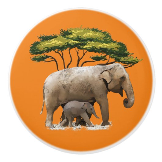 schattige Afrikaanse olifanten home decor Keramische Knop (Voorkant)