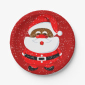 Schattige Afro-Amerikaans Kerstman Kerstmis Papieren Bordje (Voorkant)