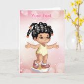 Schattige Afro-Amerikaans Wenskaart Kaart (Gele Bloem)