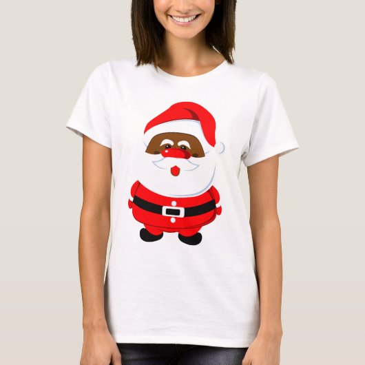 Schattige Afro-Amerikaans zwart Sinterklaas Kerstm T-shirt (Voorkant)