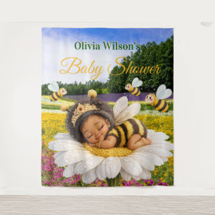 Schattige Afro-Amerikaanse Baby Meisje Tuin Achter Wandkleed