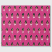 Schattige Afro-Amerikaanse Ballerina Aangepaste Fo Cadeaupapier (Vlak)