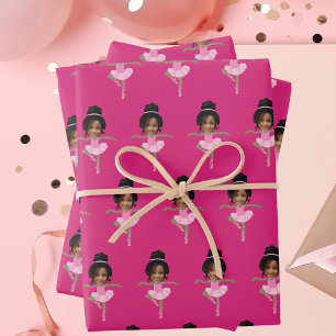 Schattige Afro-Amerikaanse Ballerina Aangepaste Ki Inpakpapier Vel