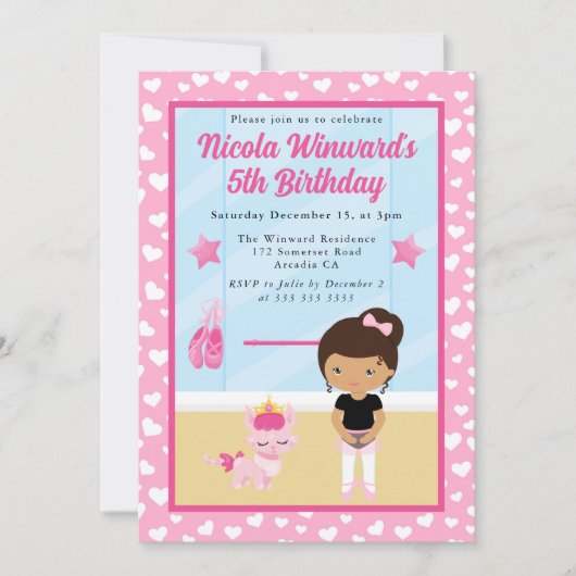 Schattige Afro-Amerikaanse ballerina kinderen Verj Kaart (Voorkant)