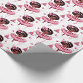 Schattige Afro-Amerikaanse ballerina roze kerst Cadeaupapier (Hoek)